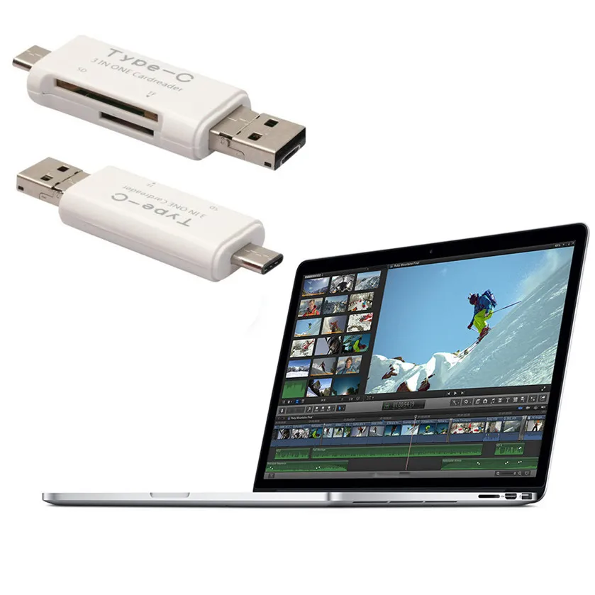 Лучшая цена 3в1 Type C Micro USB OTG TF SD MS кардридер 3 1 адаптер для Macbook |