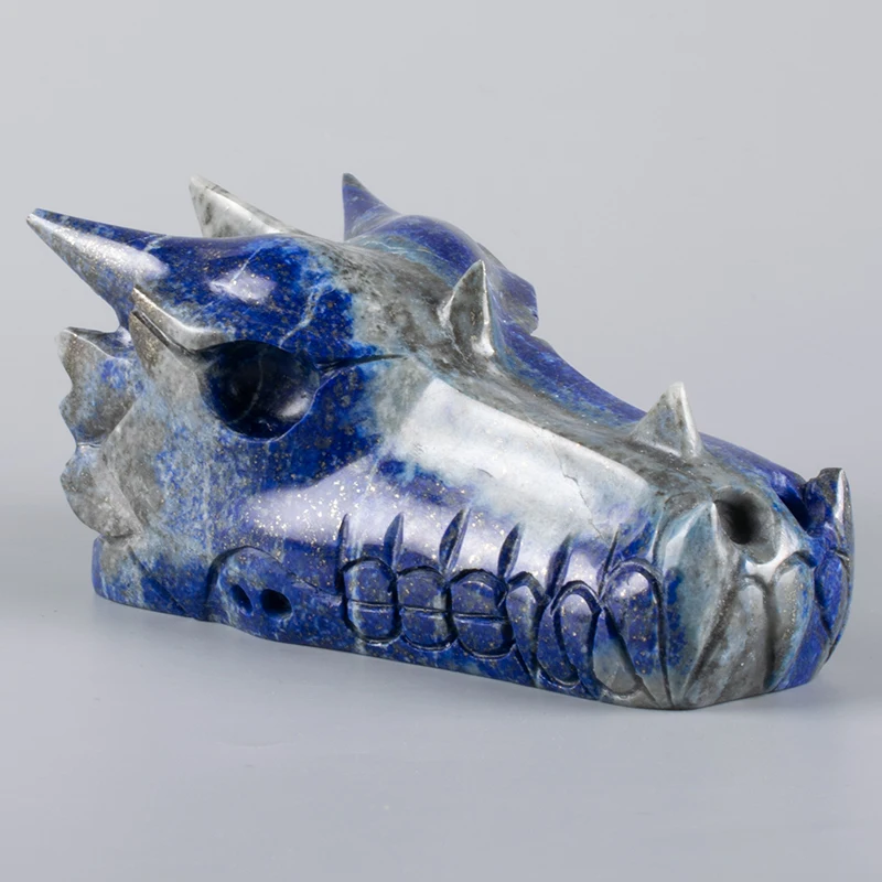 5" Natural Lapis Lazuli Dragon Head Skull Figurine Crystal Hand Carved Statue Healing Carving Natural Stone Feng Shui Decor
5" Natural Lapis Lazuli Dragon Head Skull Figurine Crystal Hand Carved Statue Healing Carving Natural Stone Feng Shui Decor