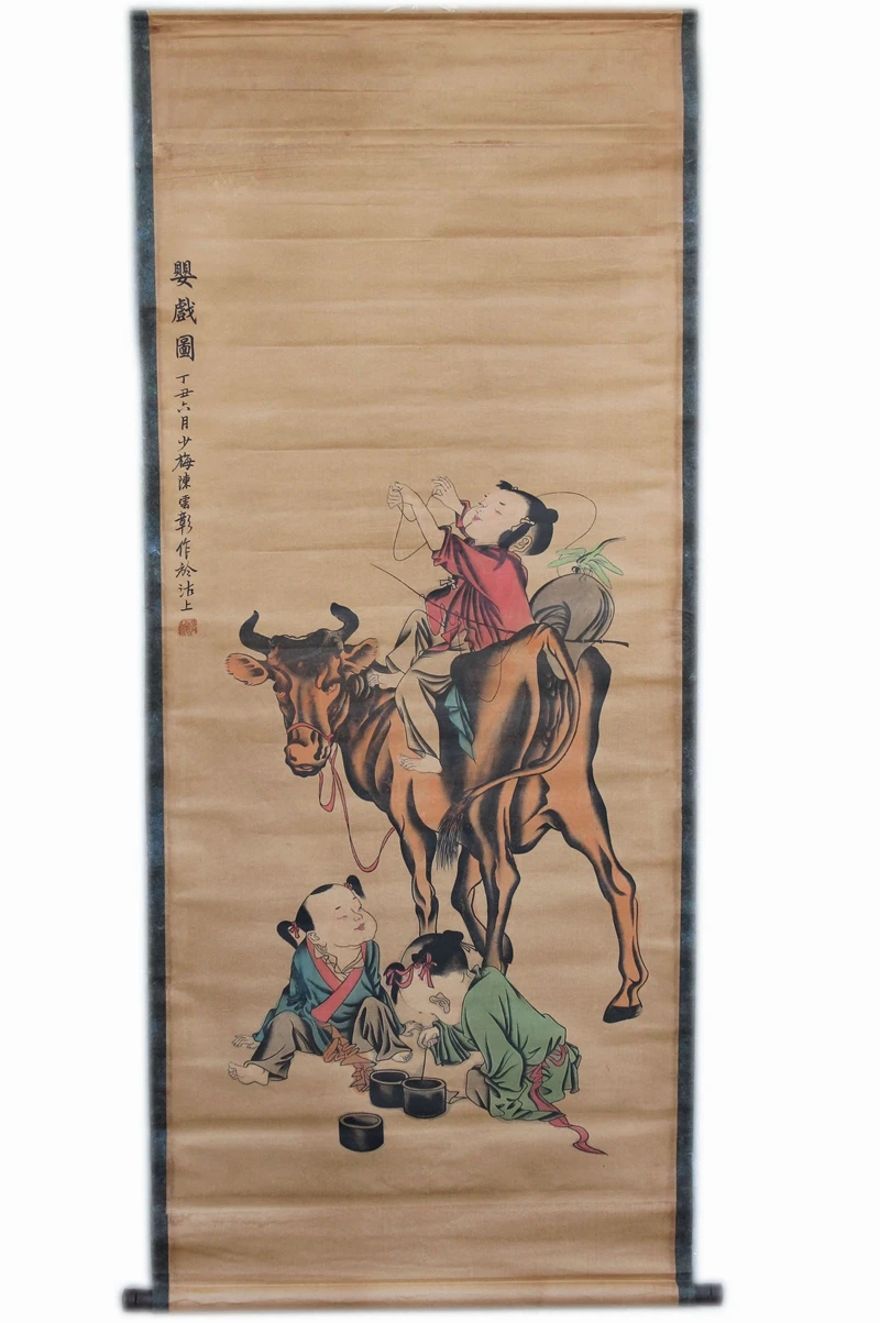 Rare Hand-painted QingDyansty Chinese vertical axis paintings,Child grazing,hand drawn, free shipping
Rare Hand-painted QingDyansty Chinese vertical axis paintings,Child grazing,hand drawn, free shipping