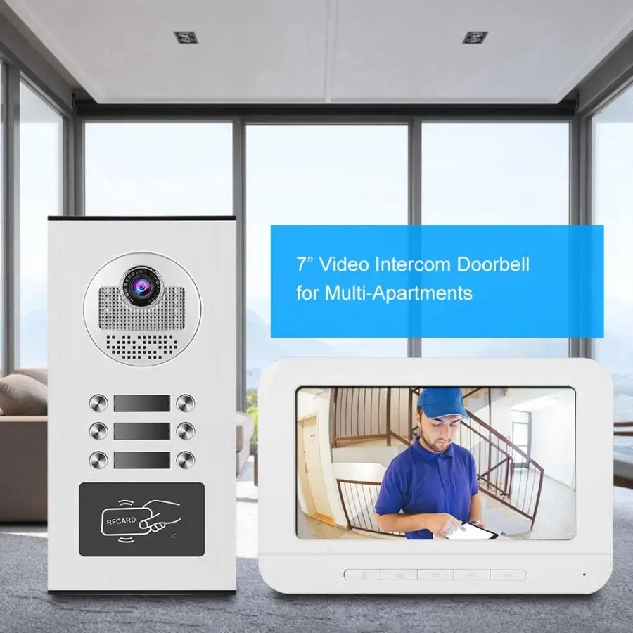 7inches Door Bell Video Intercom Smart Doorbell Door Phone RFID Camera 3 Apartments Door Bell deurbel
7inches Door Bell Video Intercom Smart Doorbell Door Phone RFID Camera 3 Apartments Door Bell deurbel