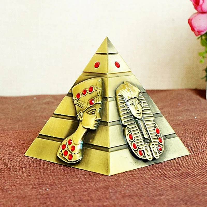 

Ancient Egyptian Pyramids Pharaoh Camel Rhinestone Antique Metal craft World Wonder Great Figurine Miniature Home Decor 8.5cm