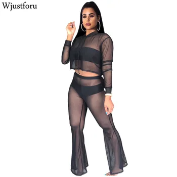 Wjustforu Hooded Casual Mesh Tracksuit Women Fashion Elagant Wide Leg Jumpsuit Long Sleeve Bodycon Two Piece Set Female Vestidos
Wjustforu Hooded Casual Mesh Tracksuit Women Fashion Elagant Wide Leg Jumpsuit Long Sleeve Bodycon Two Piece Set Female Vestidos
