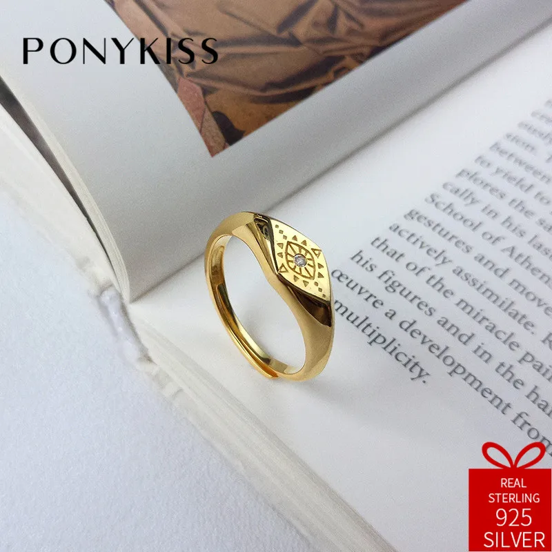 PONYKISS Vintage S925 Sterling Silver Chic Zircon Totem Eye Adjustable Opening Ring Jewelry Women Party Fashion Accessories Gift
PONYKISS Vintage S925 Sterling Silver Chic Zircon Totem Eye Adjustable Opening Ring Jewelry Women Party Fashion Accessories Gift