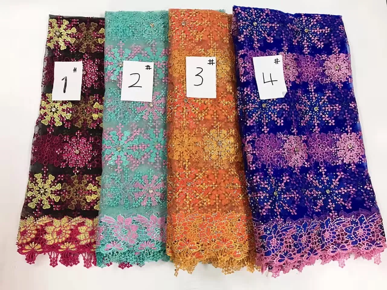 Tulle French Embroidered Mesh Lace Fabric With Stones African Lace Fabric High Quality Guipure Lace for African Wedding K-J1082
Tulle French Embroidered Mesh Lace Fabric With Stones African Lace Fabric High Quality Guipure Lace for African Wedding K-J1082