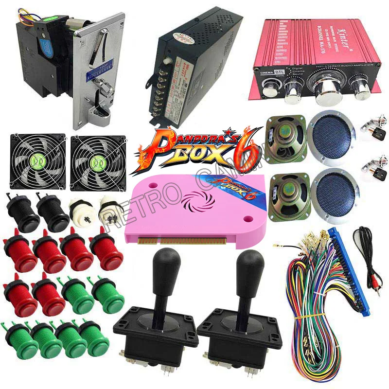 Full kit with Pandora's Box 6 PCB 1300 in 1 Jamma power supply coin mech joystick Hap button for DIY Arcade Game Cabinet Machine
Full kit with Pandora's Box 6 PCB 1300 in 1 Jamma power supply coin mech joystick Hap button for DIY Arcade Game Cabinet Machine