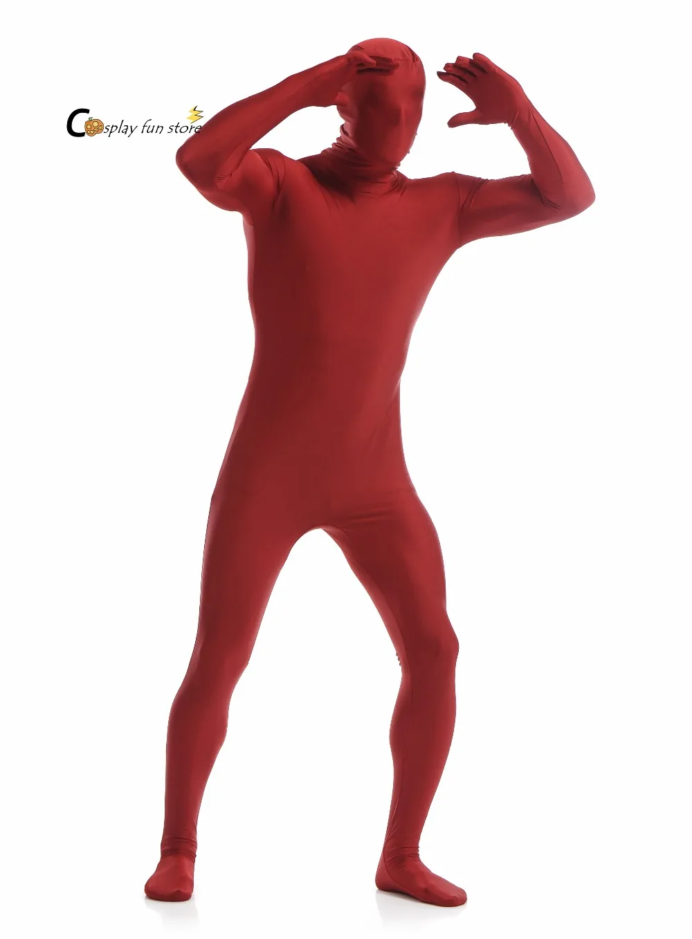 

2018 Adult Full Body Spandex Lycra Zentai Suit Wine red Tight Suits Pure Color Halloween Party Unitard Customize for special use