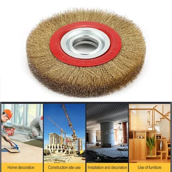 New 1 PCS Copper Plated Yellow Wire Flat Brush Curve Wire Outer Diameter 150mm Inner Hole 32mm Thickness 20mm Grinding Head
New 1 PCS Copper Plated Yellow Wire Flat Brush Curve Wire Outer Diameter 150mm Inner Hole 32mm Thickness 20mm Grinding Head