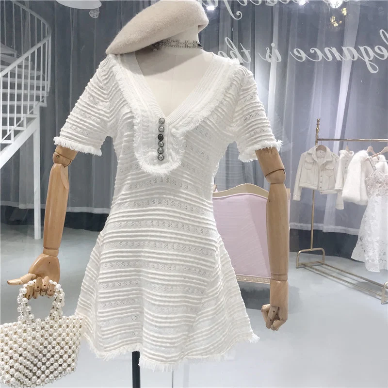 Amolapha Women V Neck Buttons Knit Dress Summer Elegant Woman A-line Dresses Vestidos
Amolapha Women V Neck Buttons Knit Dress Summer Elegant Woman A-line Dresses Vestidos