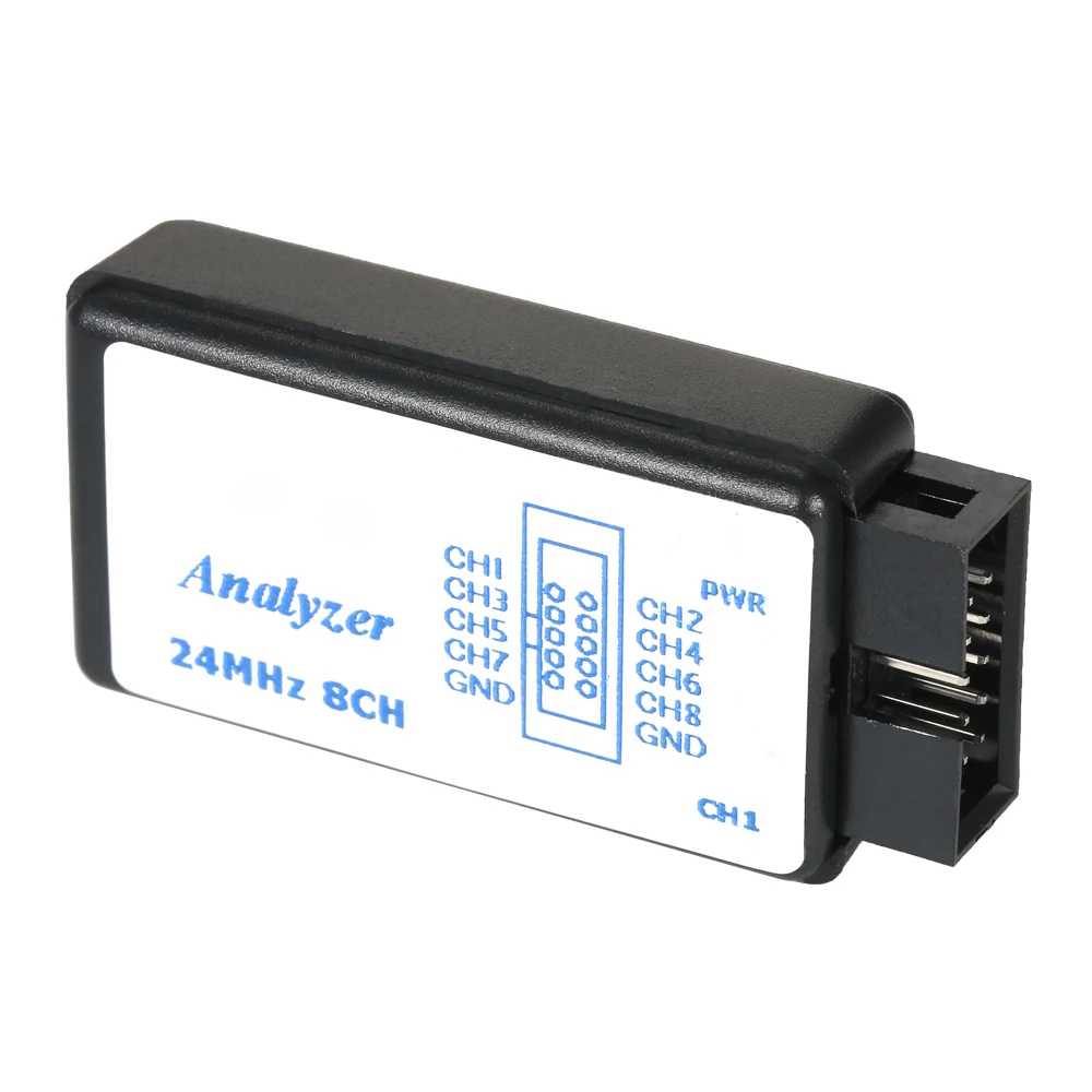 USB 8CH 24MHz Logic Analyzer voltage range 0.8V to 5V.