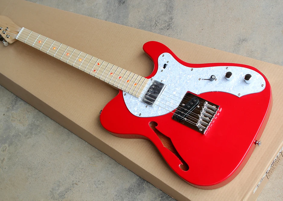 Red Semi-hollow Electric Guitar with LED Light,White Pearl Pickguard,Chrome Hardwares,offering customized services
Red Semi-hollow Electric Guitar with LED Light,White Pearl Pickguard,Chrome Hardwares,offering customized services