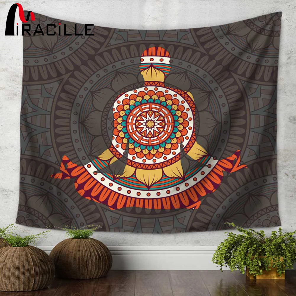 Image Miracille Indian Mandala Background Animals Pattern Wall Hanging Tapestry Yoga Mat Home Decorative Tapestries Sofa Chair Covers