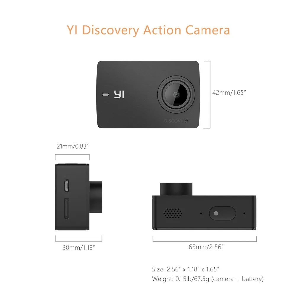 Экшн камера YI для обнаружения 4 K 20fps Спортивная 8MP 16MP с 2 0 сенсорным экраном