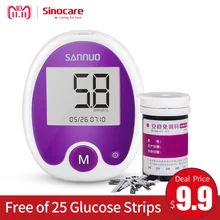 Sinocare Sang Glucose Mètre Envoyer FreeTest Bandes 25 Aiguilles Anwen Code Livraison Testeur de Glycémie Glucomètre pour Le Diabète(China)