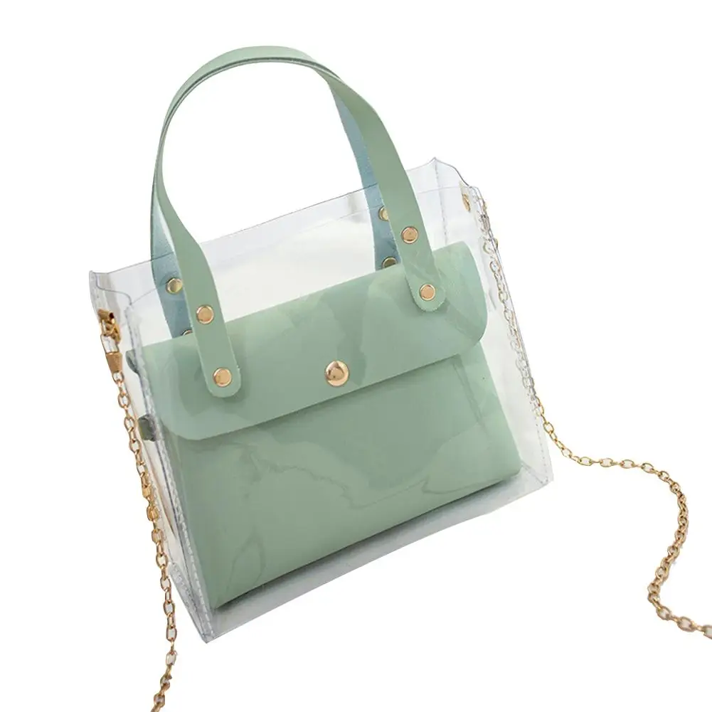 Fashion Women Shoulder Bag Transparent PVC Chain Hand Bags Handbag Jelly Pack Messenger Crossbody Clear Cute Girl Bag Handbags 
Fashion Women Shoulder Bag Transparent PVC Chain Hand Bags Handbag Jelly Pack Messenger Crossbody Clear Cute Girl Bag Handbags