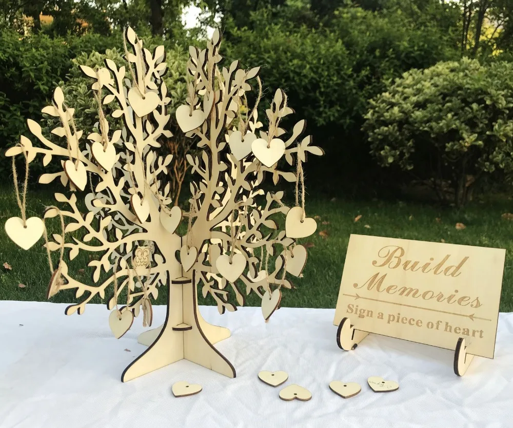 20/30 Pages Wooden Tree Wedding Guest Book Decroation Photo Custom Guestbook