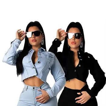 Solid Color Washed Denim Jacket Full Sleeve Turn-Down Collar Open Back Pocket Single-Breasted Casual Fashion Women Coat
Solid Color Washed Denim Jacket Full Sleeve Turn-Down Collar Open Back Pocket Single-Breasted Casual Fashion Women Coat