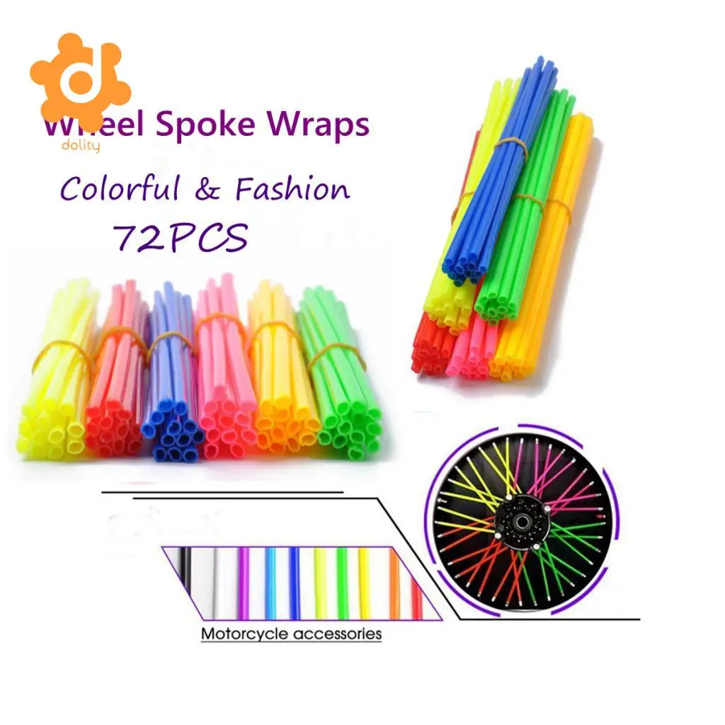 72Pcs Motorcycle Wheel Spoke Wrap Skin Coat Trim Cover Pipe with Towel