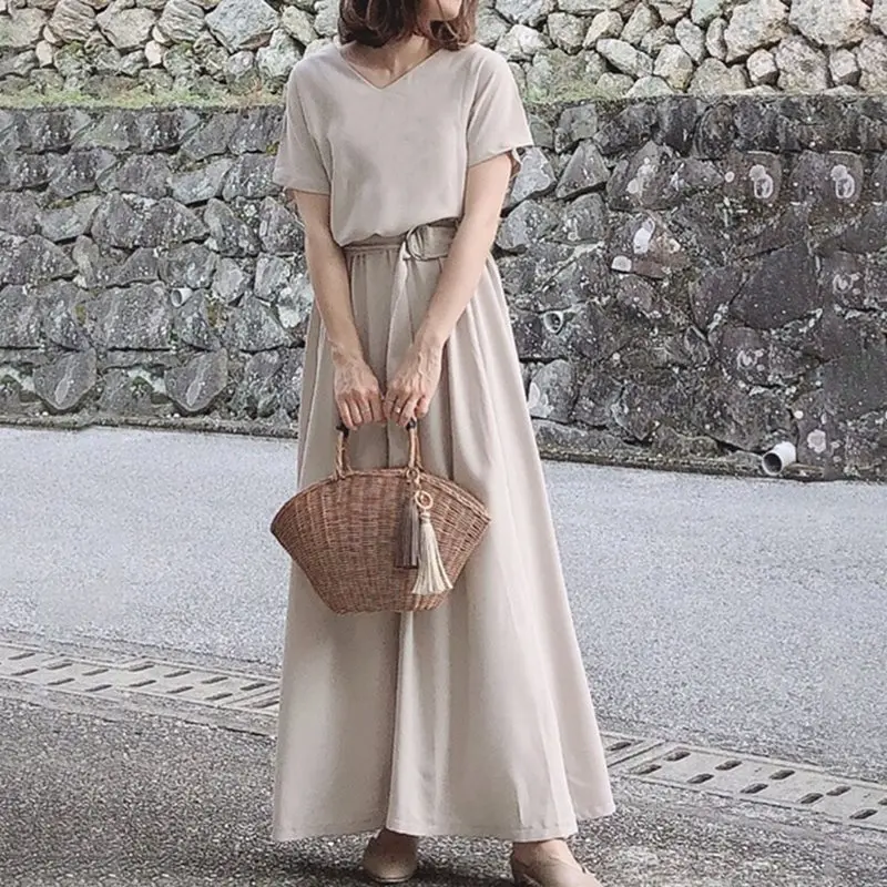 Summer Elegant Vintage Office Ladies Korean Style Women Long Dresses High Waist Plain Casual Retro Female Fashion Dress 2019
Summer Elegant Vintage Office Ladies Korean Style Women Long Dresses High Waist Plain Casual Retro Female Fashion Dress 2019