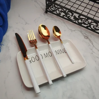 Best 4pcs Cavalier White Gold Dinnerware Cutlery 304 Stainless steel Knife Fork Tablespoon Food Tableware Flatware Kitchen Set
Best 4pcs Cavalier White Gold Dinnerware Cutlery 304 Stainless steel Knife Fork Tablespoon Food Tableware Flatware Kitchen Set