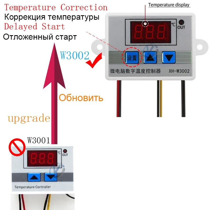 XH-W3002 DC 12V 24V AC 110V-220V 10A LED Digital Thermometer Temperature Controller Thermostat Incubator Control Thermoregulator
XH-W3002 DC 12V 24V AC 110V-220V 10A LED Digital Thermometer Temperature Controller Thermostat Incubator Control Thermoregulator