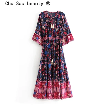 Boho Chic Vintage Phoenix Bird Print Maxi Dress Women New Fashion Tassel Sashes Single Breasted Beach Long Dresses Vestido Mujer
Boho Chic Vintage Phoenix Bird Print Maxi Dress Women New Fashion Tassel Sashes Single Breasted Beach Long Dresses Vestido Mujer