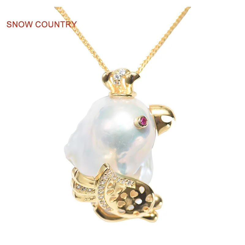 SNOW COUNTRY Parrot Unique Pendant For Female S925 Sterling Silver Necklace Real Freshwater Pearl Cute Gift Free Shipping 
SNOW COUNTRY Parrot Unique Pendant For Female S925 Sterling Silver Necklace Real Freshwater Pearl Cute Gift Free Shipping