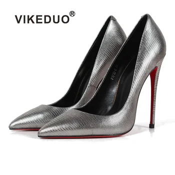 Vikeduo Women High Heels Pumps Silver Snakeskin handmade Shoes Female Wedding Party Business Shoe Genuine Leather Zapatos Mujer
Vikeduo Women High Heels Pumps Silver Snakeskin handmade Shoes Female Wedding Party Business Shoe Genuine Leather Zapatos Mujer