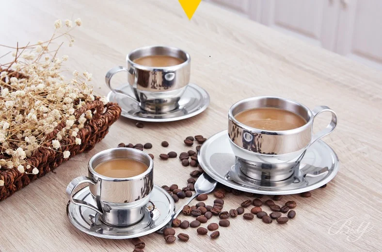 Stainless steel milk cup coffee cup creative Irish Nestle Coffee Saucer Set lovers cup double insulation
Stainless steel milk cup coffee cup creative Irish Nestle Coffee Saucer Set lovers cup double insulation