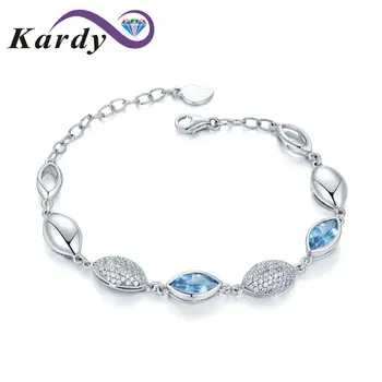 

14K Solid White Gold Diamond Natural Topaz Gemstone Marquise Cut Wedding Engagement Bracelet Bangle hermes for Women