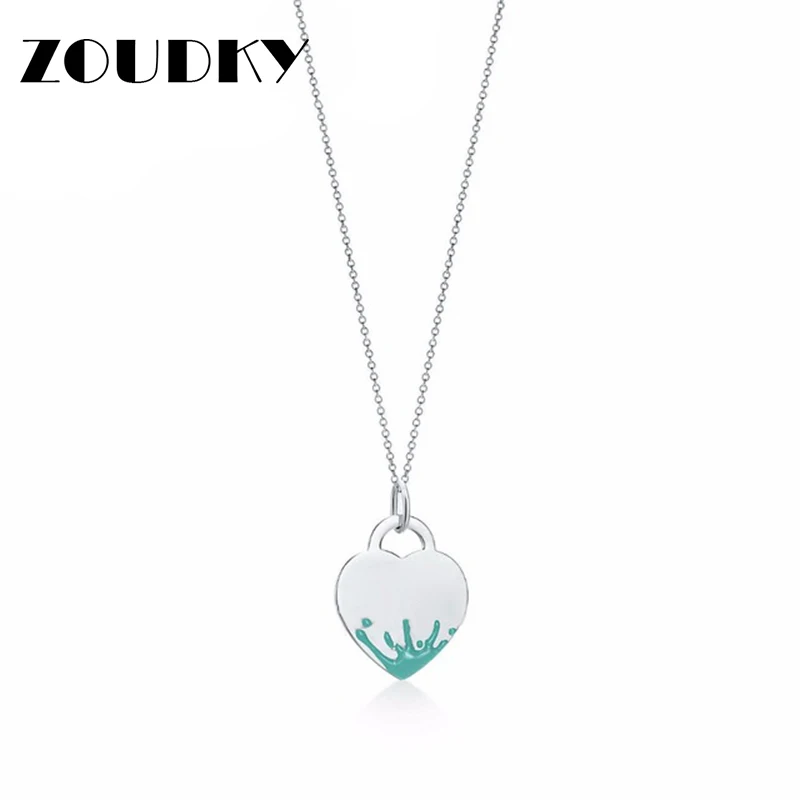 NEW 100% 925 Sterling Silver Green Enamelware Logo Heart Pendant and Necklace Female Jewelry with Logo Copy Jewelry Gift
NEW 100% 925 Sterling Silver Green Enamelware Logo Heart Pendant and Necklace Female Jewelry with Logo Copy Jewelry Gift
