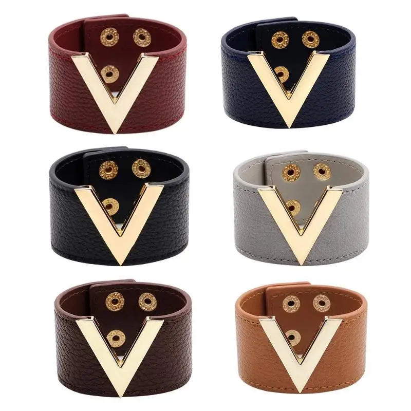 Leather Bracelet Men Women Jewelry Hand Chain Simple All-Match OL V Word Alloy Wide Leather Bracelet Bangle New Hand Jewelry
Leather Bracelet Men Women Jewelry Hand Chain Simple All-Match OL V Word Alloy Wide Leather Bracelet Bangle New Hand Jewelry