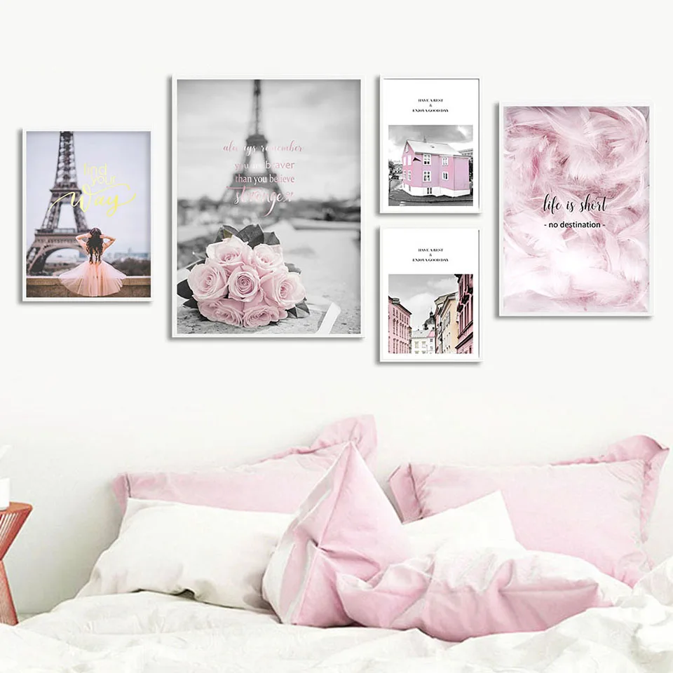 Eiffel-Tower-Girl-Wall-Art-Canvas-Fashion-Poster-Pink-City-Landscape-Print-Painting-Nordic-Decoration-Picture