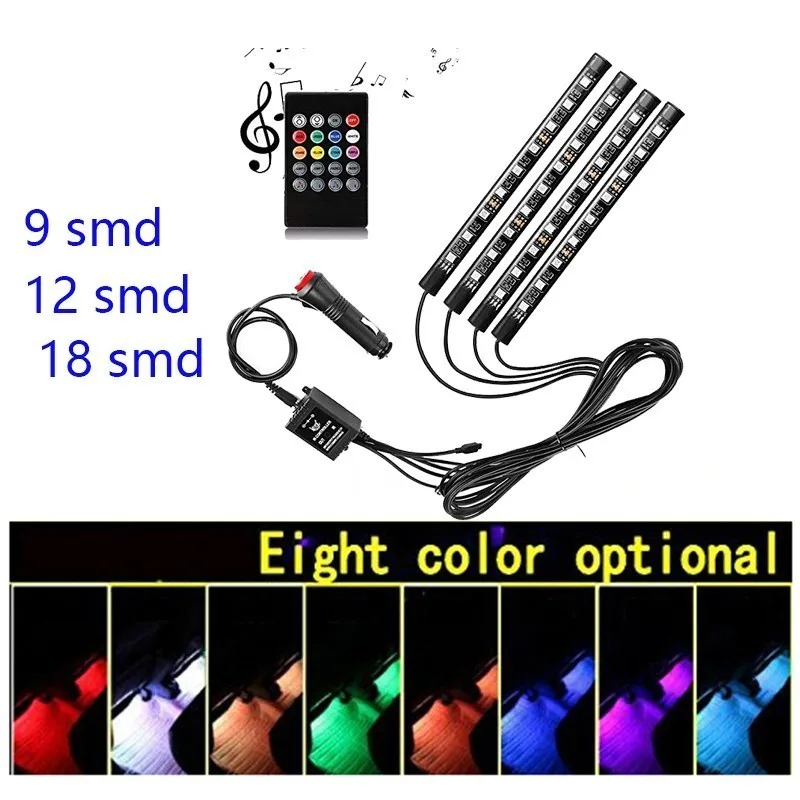 4X Car styling Decoration Light Wireless Remote/Voice Control Interior Floor Foot Cigarette LED Atmosphere RGB Neon Strip
4X Car styling Decoration Light Wireless Remote/Voice Control Interior Floor Foot Cigarette LED Atmosphere RGB Neon Strip