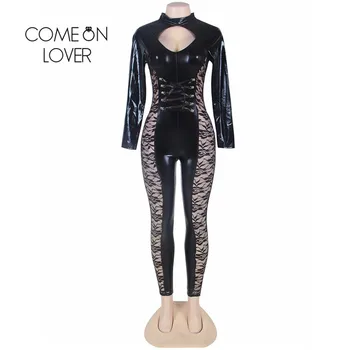 RI80219 Comeonlover Skinny Leather Faux Leather Bodysuit Lace Insert Floral Playsuits And Jumpsuits Long Sleeve Women Overalls
RI80219 Comeonlover Skinny Leather Faux Leather Bodysuit Lace Insert Floral Playsuits And Jumpsuits Long Sleeve Women Overalls