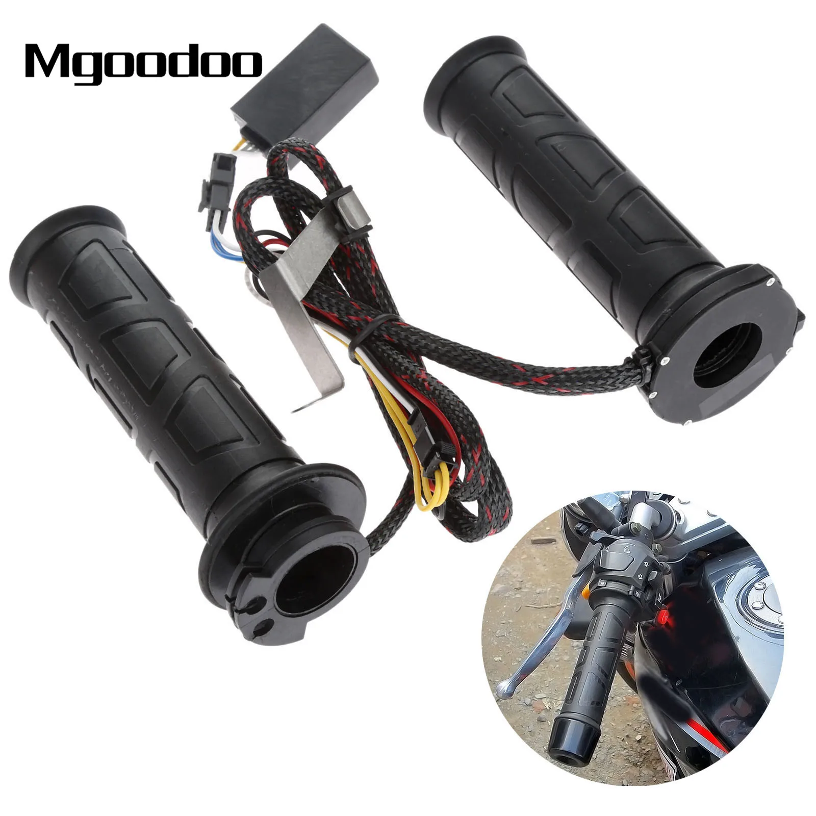Ручки для мотоцикла Mgoodoo 22 мм 7/8 " черные с электрическим подогревом ручной