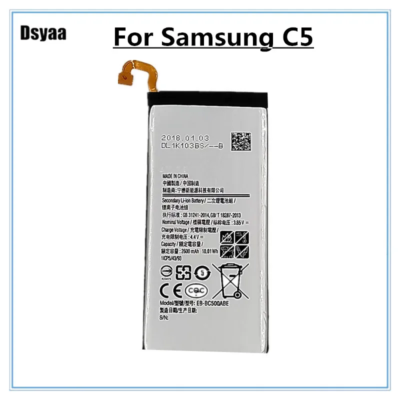 Replacement Battery EB-BC500ABE for Samsung for Galaxy C5 SM-C5000 Cell Phone Rechargeable Batteria 2600mAh
Replacement Battery EB-BC500ABE for Samsung for Galaxy C5 SM-C5000 Cell Phone Rechargeable Batteria 2600mAh