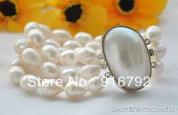free P&P >>>>> 3strands 10-12mm rice white Freshwater cultured pearl bracelet mabe 8inch
free P&P >>>>> 3strands 10-12mm rice white Freshwater cultured pearl bracelet mabe 8inch