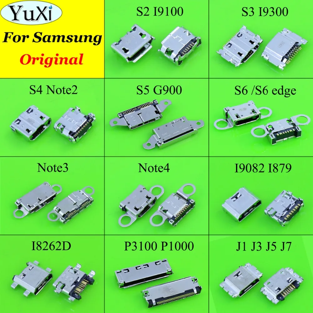 

YuXi Micro USB Connector For Samsung Galaxy J5 SM-J500 J1 J3 J7 Tab 3 I9082 I879 i8262 P1000 P3100 S2 3 4 5 6 I9100 I9300 Note 2
