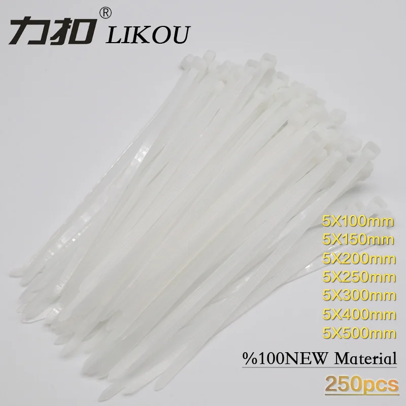 LIKOU Nylon cable tie 5x150 5x200 5x300 5x400 5x500 width4.8mm wholesale Plastic self-locking cable ties straps 250PCS
LIKOU Nylon cable tie 5x150 5x200 5x300 5x400 5x500 width4.8mm wholesale Plastic self-locking cable ties straps 250PCS