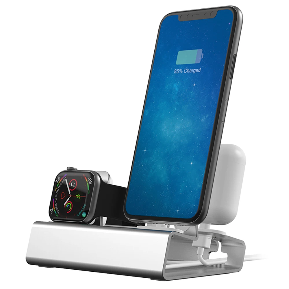 

NEW Aluminum 3 in 1 Charging Dock For iPhone X XR XS Max 8 7 Apple Watch Charger Holder For iWatch Mount Stand Dock Station