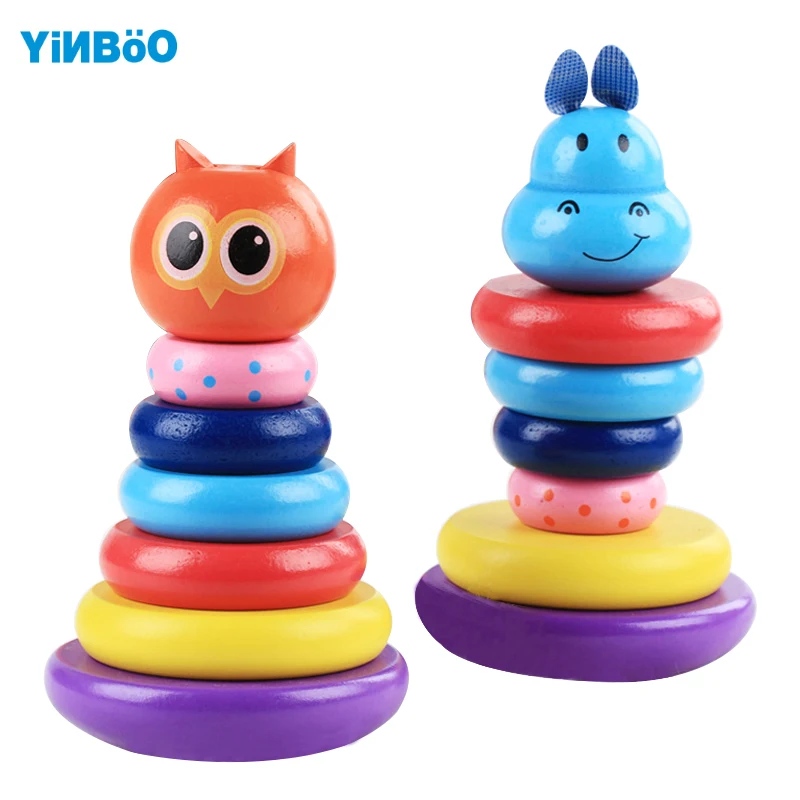 Baby Toys Wooden Rainbow Stacking Ring Tower Blocks For Children Early Learning Wooden Donut Rings brinquedos Owl Hippo
Baby Toys Wooden Rainbow Stacking Ring Tower Blocks For Children Early Learning Wooden Donut Rings brinquedos Owl Hippo