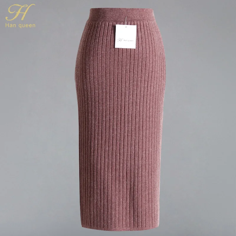 H Han Queen Stretch Knitted High Waist Skirt Women Fashion Slim Pencil Skirts Female Rretro Sexy Long Skirt Autumn Winter Jupe
H Han Queen Stretch Knitted High Waist Skirt Women Fashion Slim Pencil Skirts Female Rretro Sexy Long Skirt Autumn Winter Jupe