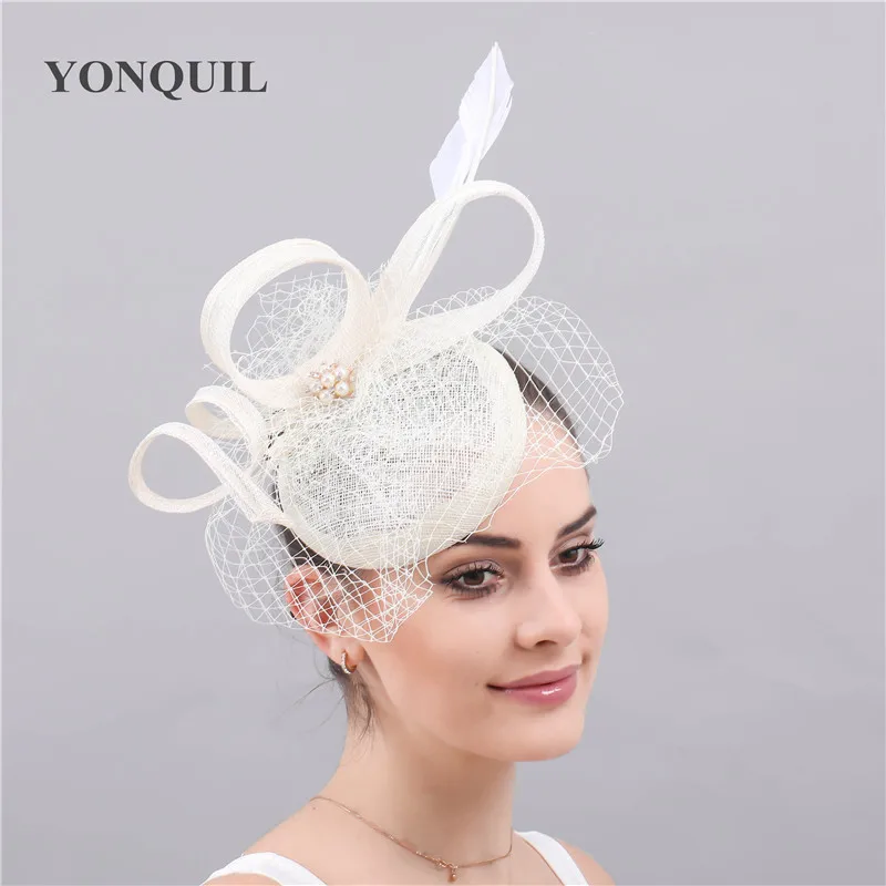 Ivory Bridal veils wedding fascinator accessory hats sinamay chapeau women's fedora female ladies elegant occasion race headwear
Ivory Bridal veils wedding fascinator accessory hats sinamay chapeau women's fedora female ladies elegant occasion race headwear
