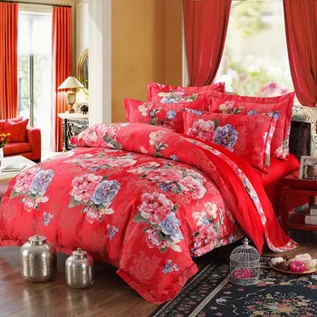 YeeKin 100% Cotton Satin Jacquard Red Wedding Bedding Jacquard Satin Flowers Sea Princess Wedding Duvet Cover 4pc King Queen
YeeKin 100% Cotton Satin Jacquard Red Wedding Bedding Jacquard Satin Flowers Sea Princess Wedding Duvet Cover 4pc King Queen