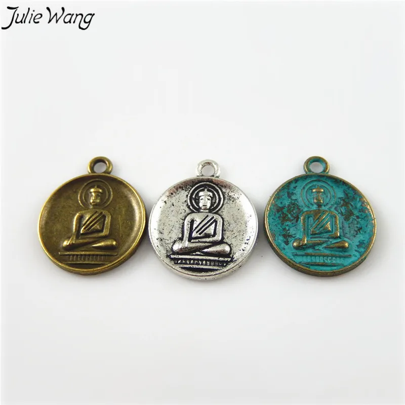 JulieWang 15PCS Mixed Sale Antique Color Round Alloy Pendant Buddha Pattern Charm Making Religious Hanging Craft Jewelry Finding 
JulieWang 15PCS Mixed Sale Antique Color Round Alloy Pendant Buddha Pattern Charm Making Religious Hanging Craft Jewelry Finding