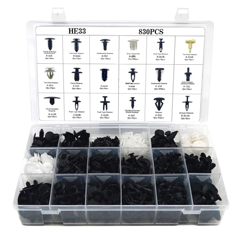 CNIKESIN-830PCS-Mixed-Auto-Fastener-Universal-Car-Boxed-Packing-Clip-Fender-Fixed-Clamp-Trunk-Fastener-for