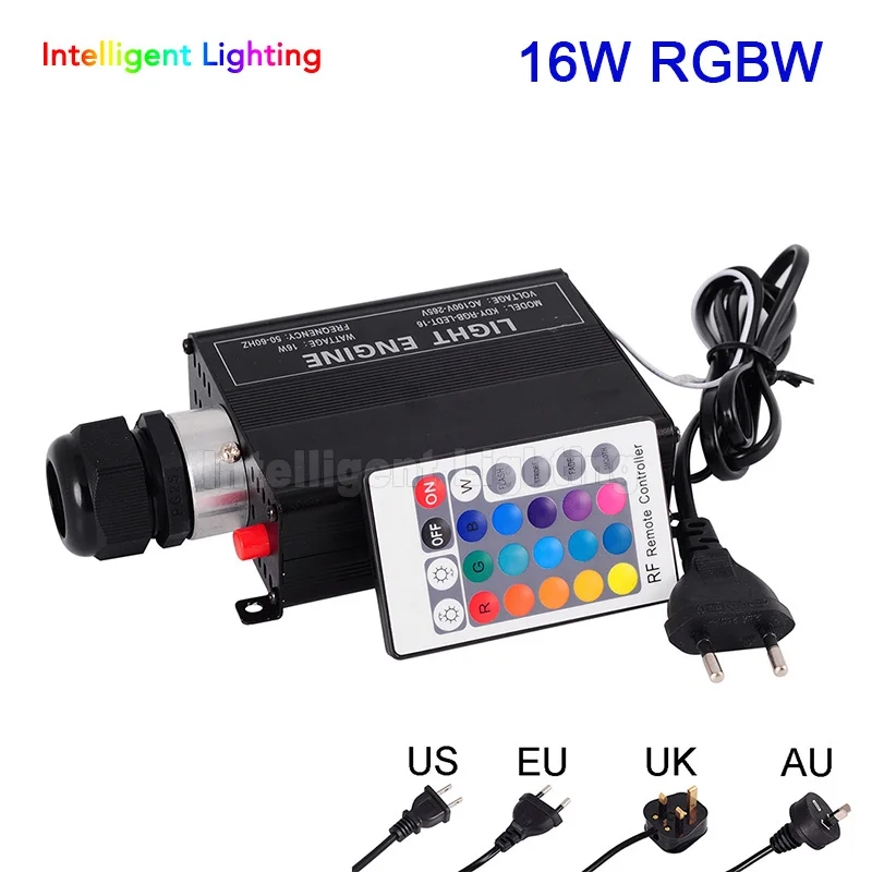 RGBW 16W LED Fiber Optic light Engine Driver with 24key RF Remote Controller For All Kinds Optics | Лампы и освещение