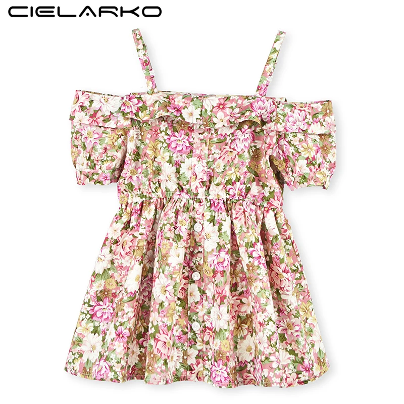 Cielarko платье для маленьких девочек летние детские Платья с цветочным принтом без