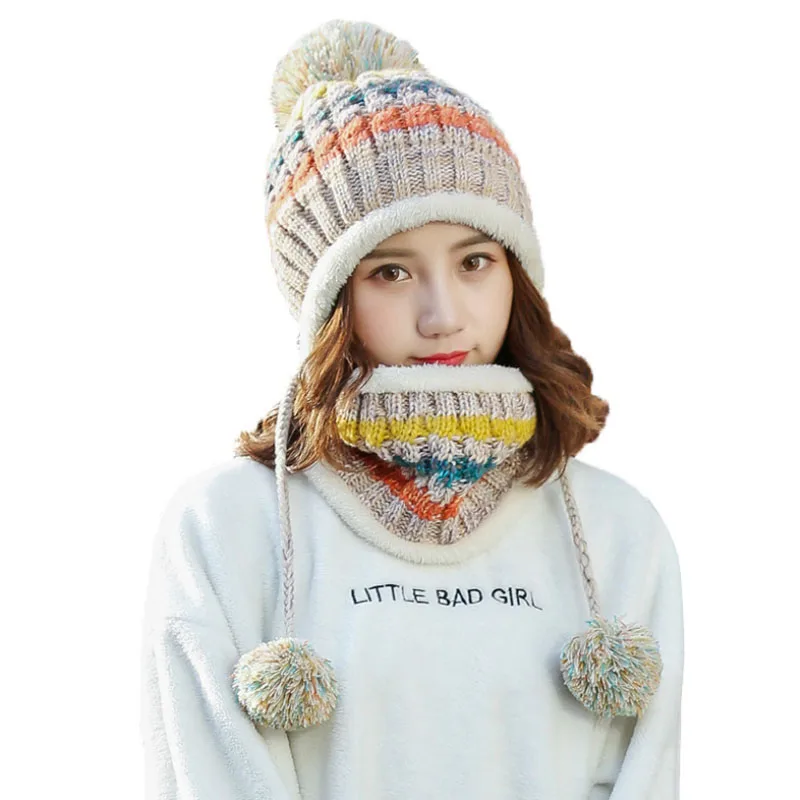 Women Plus Velvet Knitted Hat Scarf Set Autumn Winter Thick Beanie Baggy Girls Warm Fleece Ski Cap Fashion Neckerchief Scarves
Women Plus Velvet Knitted Hat Scarf Set Autumn Winter Thick Beanie Baggy Girls Warm Fleece Ski Cap Fashion Neckerchief Scarves