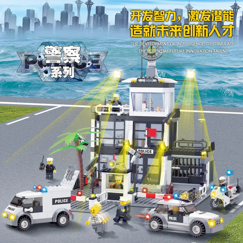 631 Pcs City Police Station 6725 Building Blocks Action Figure Baby Toys Children Building Bricks Compatible with Legoe 6725
631 Pcs City Police Station 6725 Building Blocks Action Figure Baby Toys Children Building Bricks Compatible with Legoe 6725